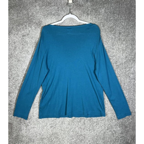 Duluth Trading Longtail Tee T-Shirt Womens XL Teal Cotton Long Sleeve Crewneck - Picture 4 of 6